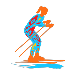 Cross country skiing colorful clipart, Splash style