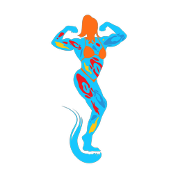 Bodybuilding colorful clipart, Splash style