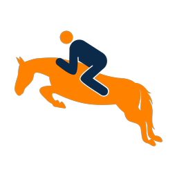 Horse jumping 2 colored clipart, Round style