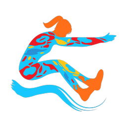 Long jump colorful clipart, Splash style