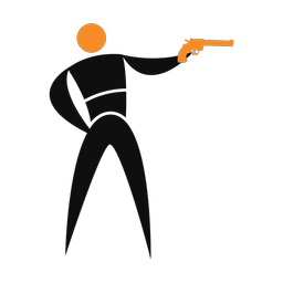 Pistol shooting 2 colored clipart, Motion style